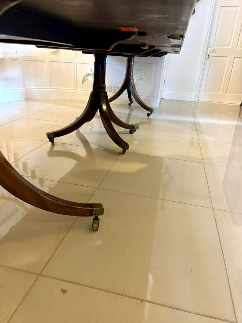 Antique Regency Mahogany 12 Seater Three Pillar Extending Dining Table - Image 13